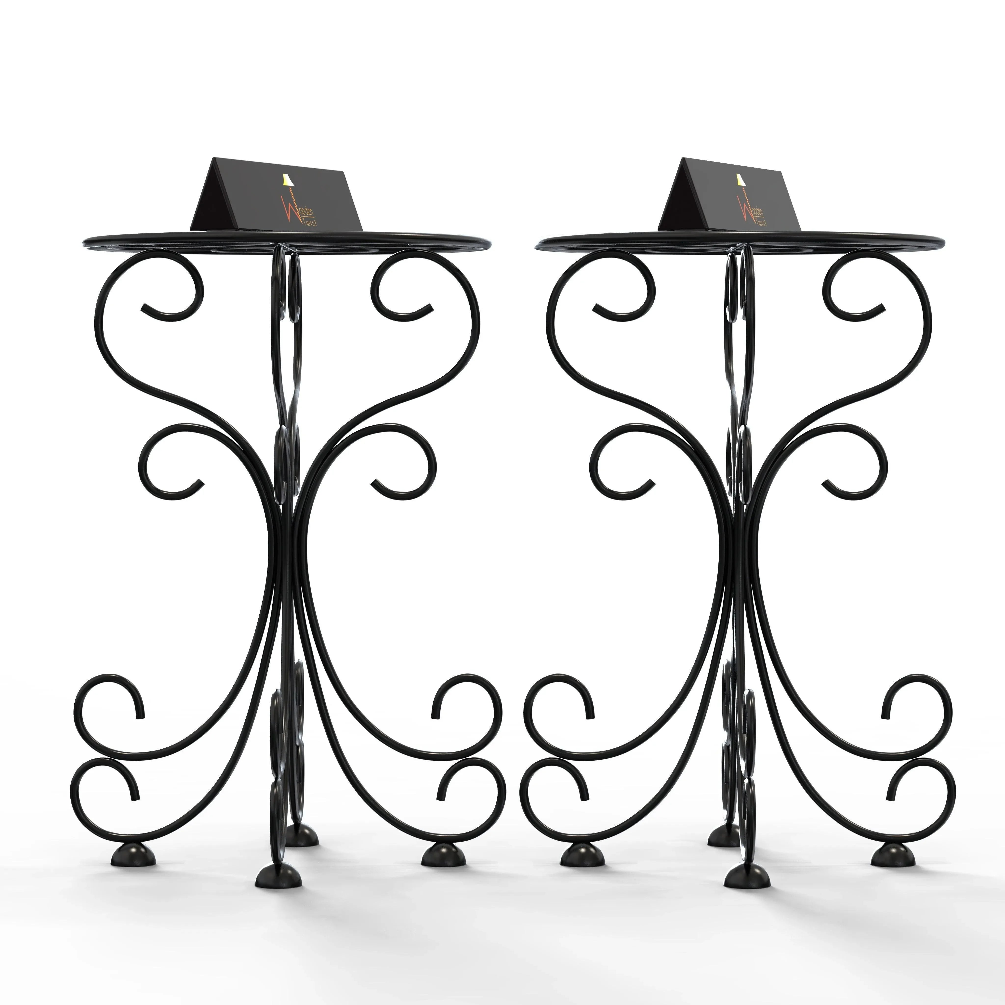 Metal Plant Stand Patio Indoor Outdoor Wrought Iron/Flowers Planter Shelf - Wooden Twist UAE