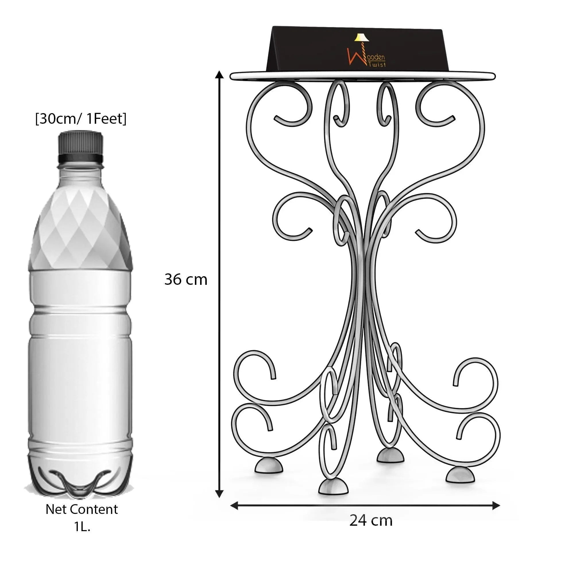 Wooden Twist Metal Plant Stand Patio Indoor Outdoor Wrought Iron/Flowers Planter Shelf (1 Tier White) - Wooden Twist UAE