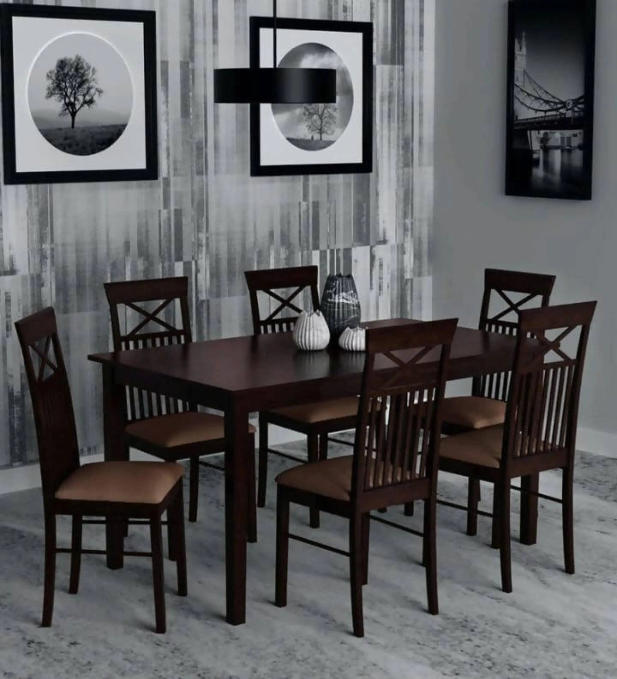 Solid Wood Dinning Table Set (6 Seater) - Wooden Twist UAE