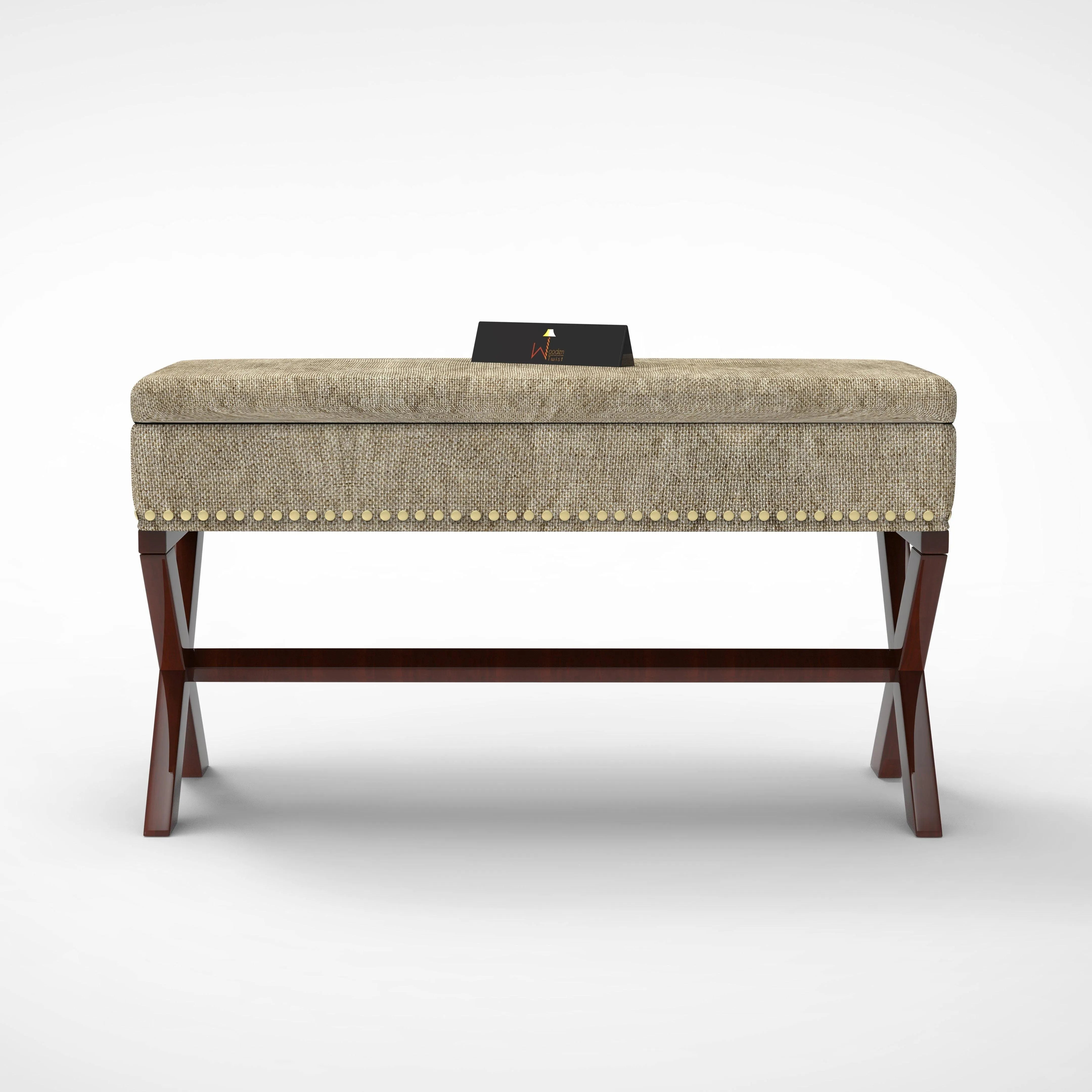 Rectangle Bench Storage in Ottoman Style, for Entryway or Living Room - WoodenTwist