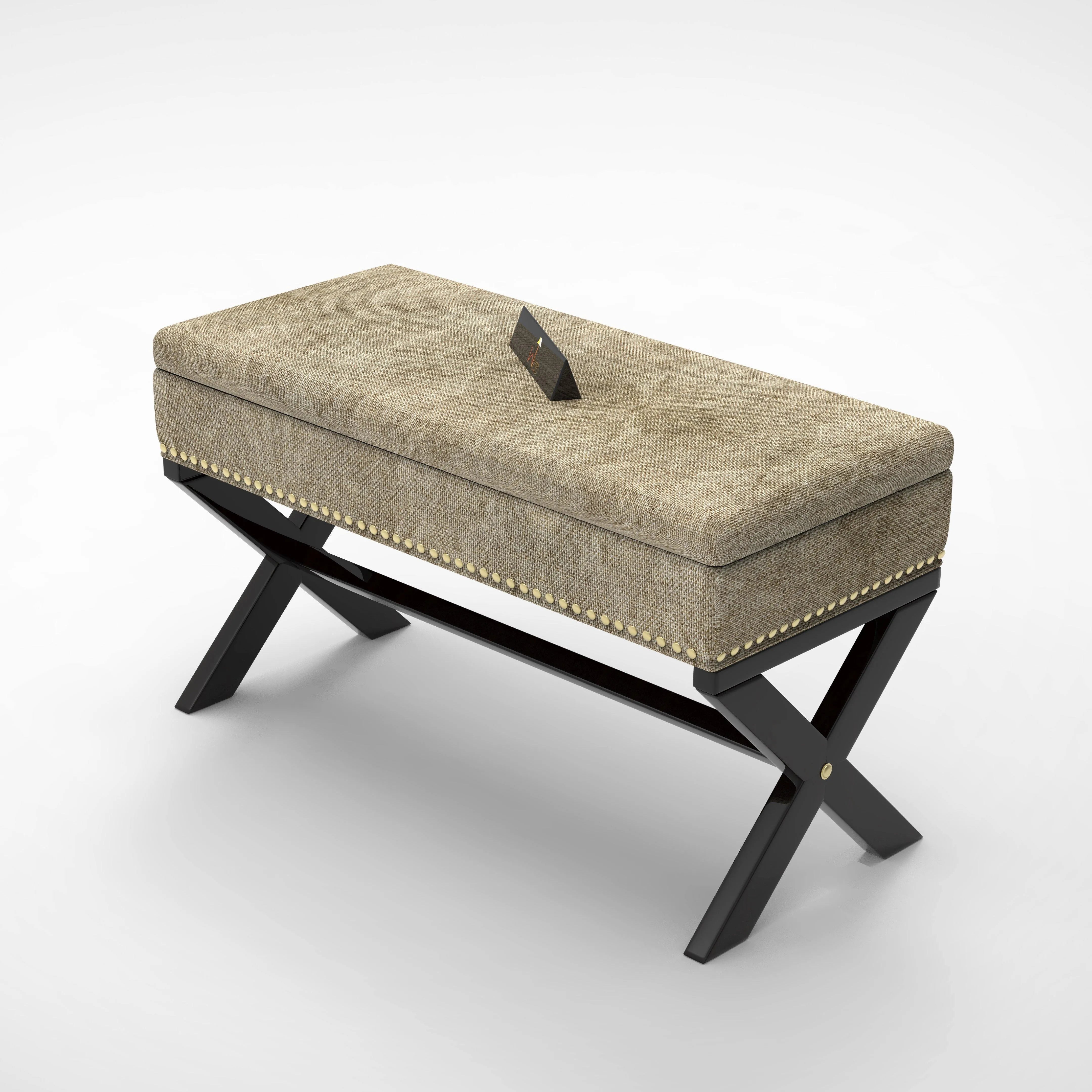 Rectangle Bench Storage in Ottoman Style, for Entryway or Living Room - WoodenTwist