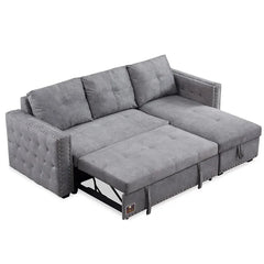 Sectional Sleeper 5 Seater L-Shape Sofa Bed with Comfort Cushion - Wooden Twist UAE