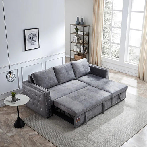 Modern Style L-Shape Sofa Bed with Comfort Cushion - Wooden Twist UAE
