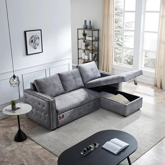 Modern Style 5 Seater L-Shape Sofa Bed with Comfort Cushion