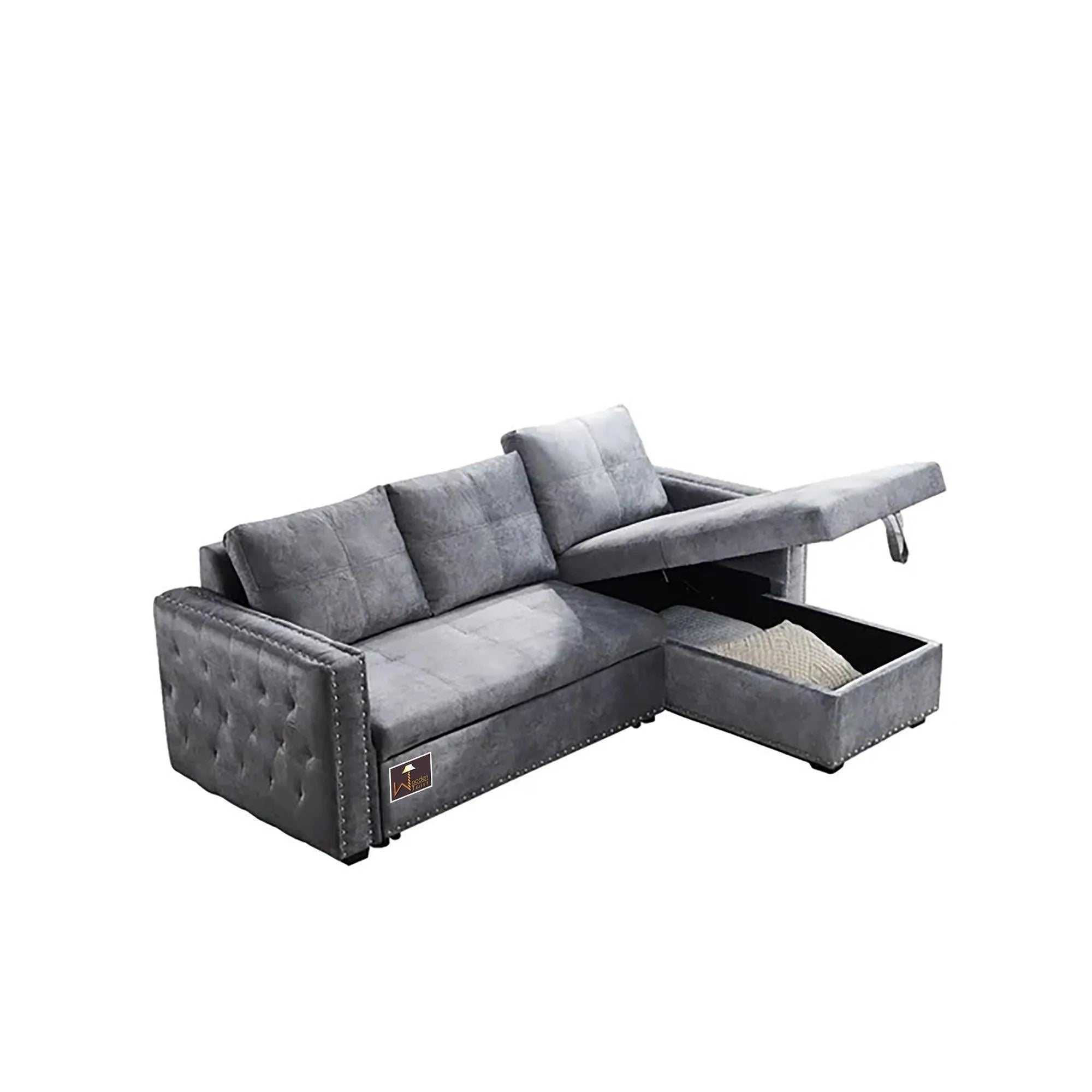 Modern Style L-Shape Sofa Bed with Comfort Cushion - Wooden Twist UAE