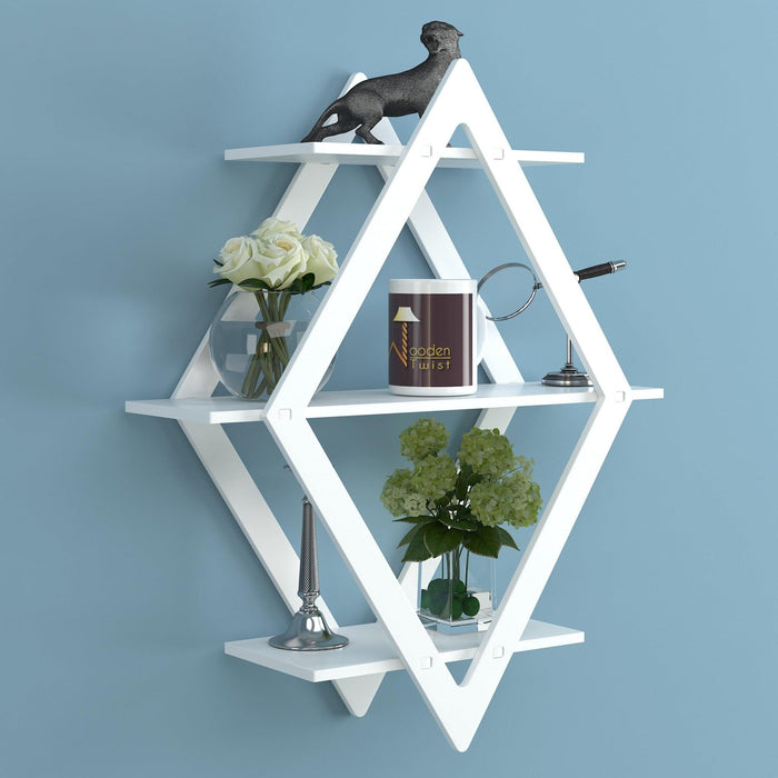 Rhombus Shelf Floating Wall Shelf For Living Room - Wooden Twist UAE