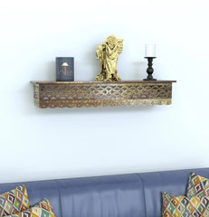 Wooden Fancy Hand Carved Wall Shelf with Jali Work - Decorative Indian Wall Art - Wooden Twist UAE