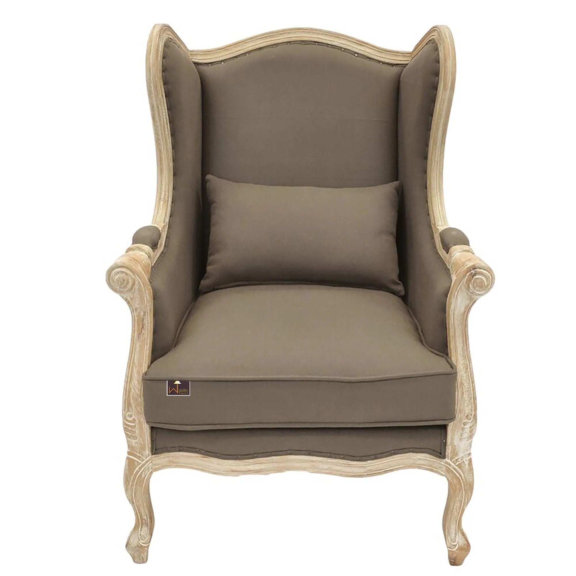 Wooden Wide Wingback Arm Chair (Cafe Mocha) - Wooden Twist UAE