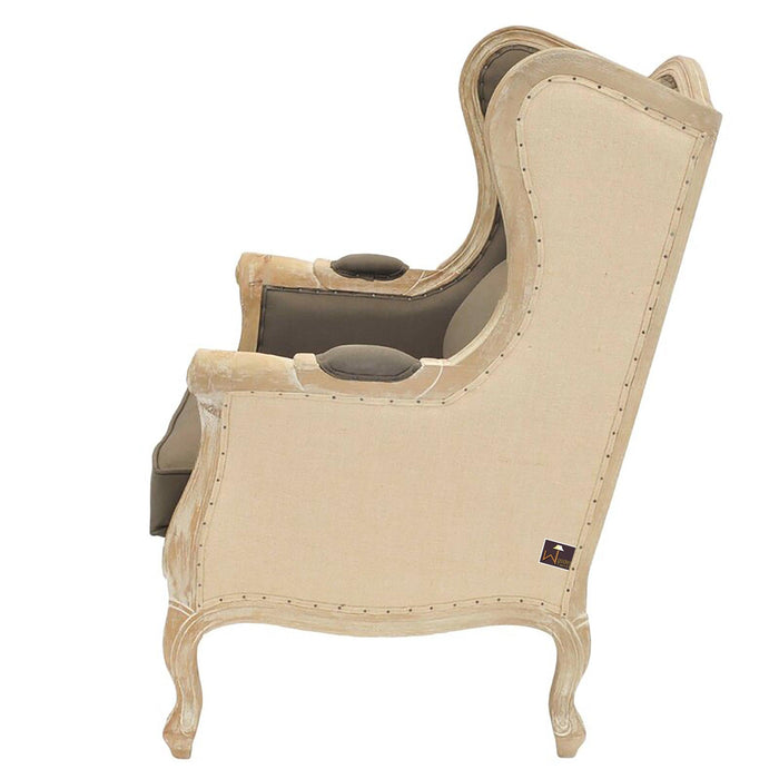 Wooden Wide Wingback Arm Chair (Cafe Mocha)