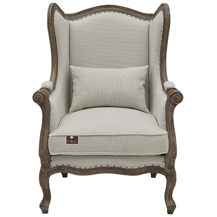 Wooden Wide Wingback Arm Chair (Cardiff Cream)