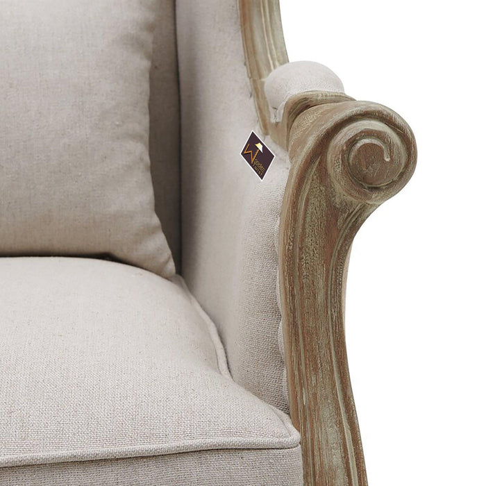 Wooden Wide Wingback Arm Chair (Light Sand)