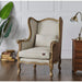 Wooden Wide Wingback Arm Chair (Cardiff Cream) - Wooden Twist UAE