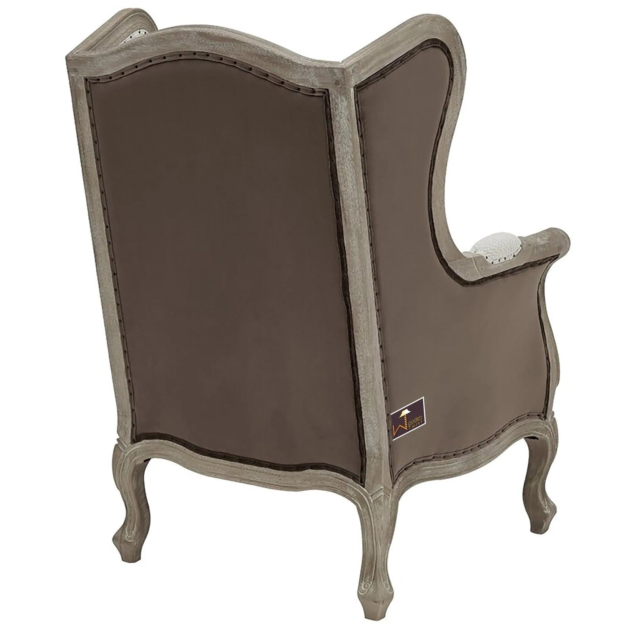Wooden Wide Wingback Arm Chair (Cardiff Cream) - Wooden Twist UAE