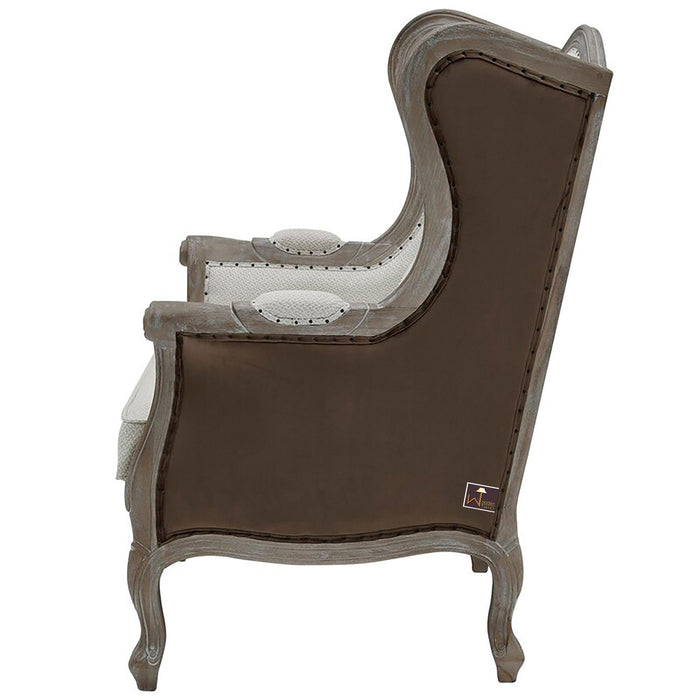 Wooden Wide Wingback Arm Chair (Cardiff Cream) - Wooden Twist UAE