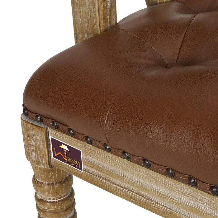 Wooden Flared Arm Loveseat Bench for Living Room Comfort for Backrest (2 Seater, Brown) - Wooden Twist UAE