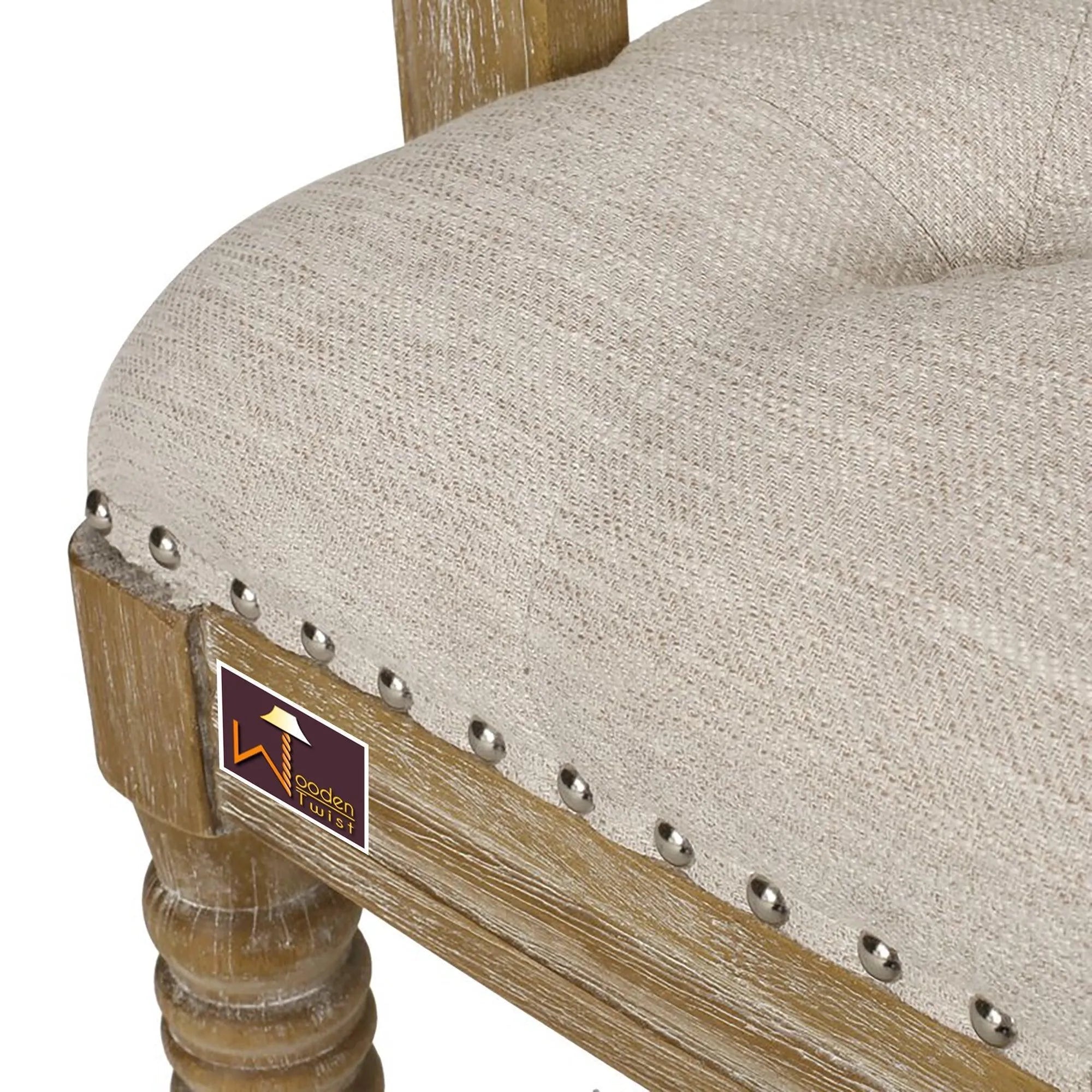 Wooden Flared Arm Loveseat Bench for Living Room Comfort for Backrest (2 Seater, Beige) - Wooden Twist UAE