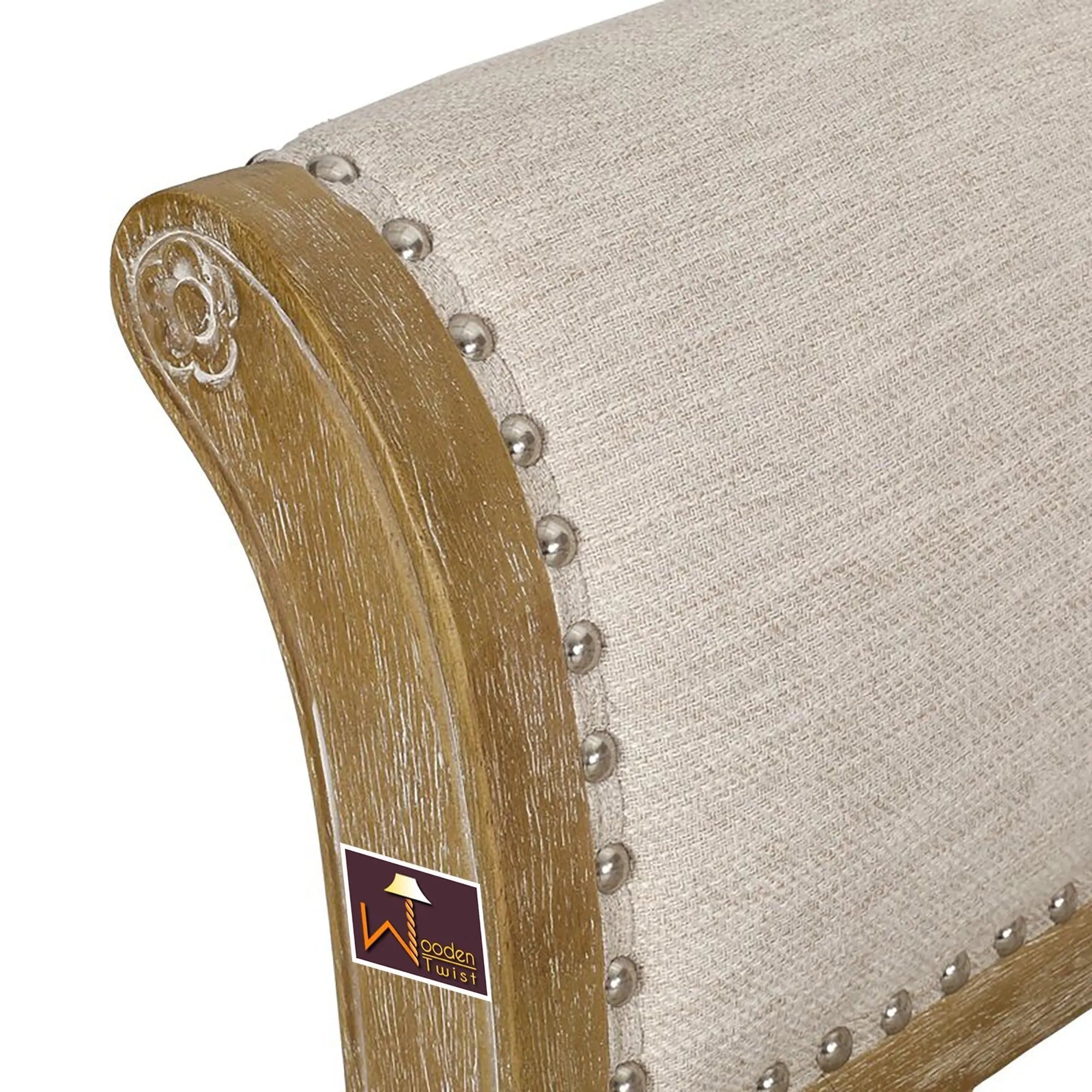 Wooden Flared Arm Loveseat Bench for Living Room Comfort for Backrest (2 Seater, Beige) - Wooden Twist UAE
