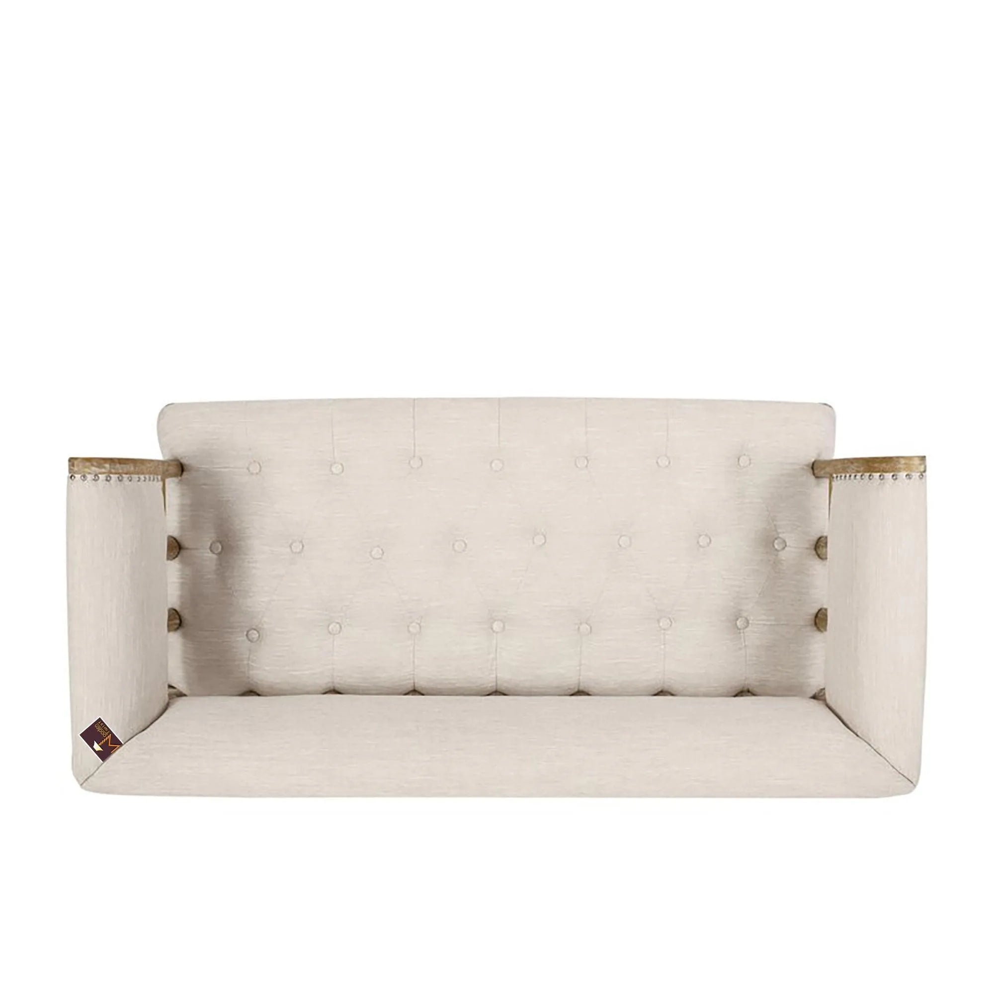 Wooden Flared Arm Loveseat Bench for Living Room Comfort for Backrest (2 Seater, Beige) - Wooden Twist UAE