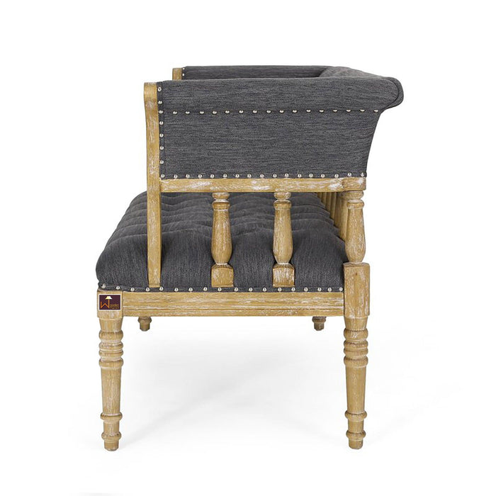 Wooden Flared Arm Loveseat Bench for Living Room Comfort for Backrest (2 Seater, Grey) - Wooden Twist UAE