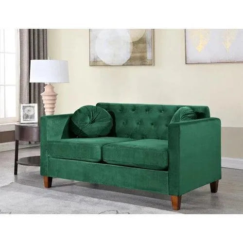 Velvet Square Arm Loveseat 2 Seater Sofa - Wooden Twist UAE