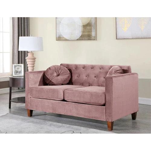 Velvet Square Arm Loveseat 2 Seater Sofa - Wooden Twist UAE