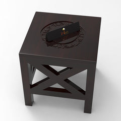 Solid Wood Hand Carved Wooden Square End Table - Wooden Twist UAE