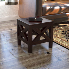 Solid Wood Hand Carved Wooden Square End Table - Wooden Twist UAE