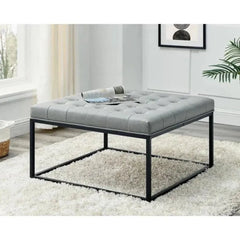 Wide Leatherette Tufted Square Coffee Table For Living Room - Wooden Twist UAE