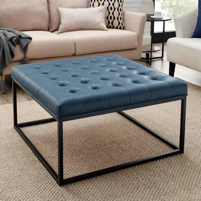 Wide Leatherette Tufted Square Coffee Table For Living Room - Wooden Twist UAE