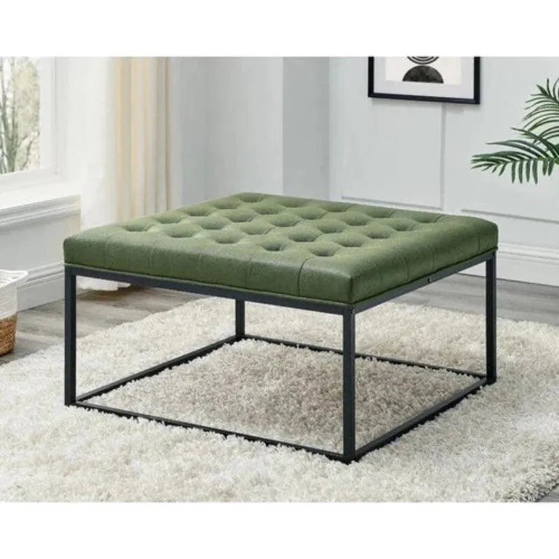 Wide Leatherette Tufted Square Coffee Table For Living Room - Wooden Twist UAE