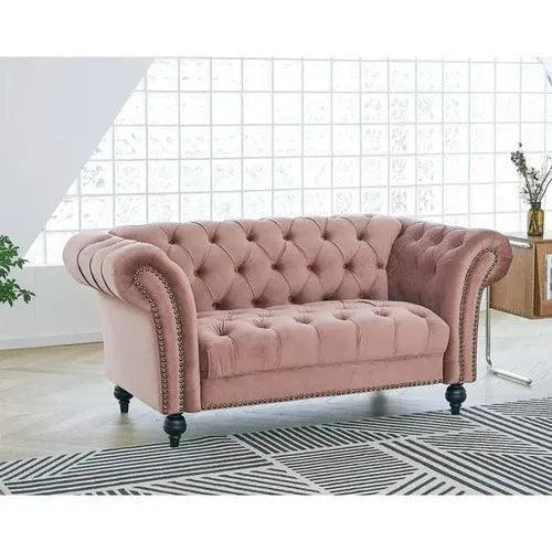 Modern Chesterfield 2 Seater Sofa Pink