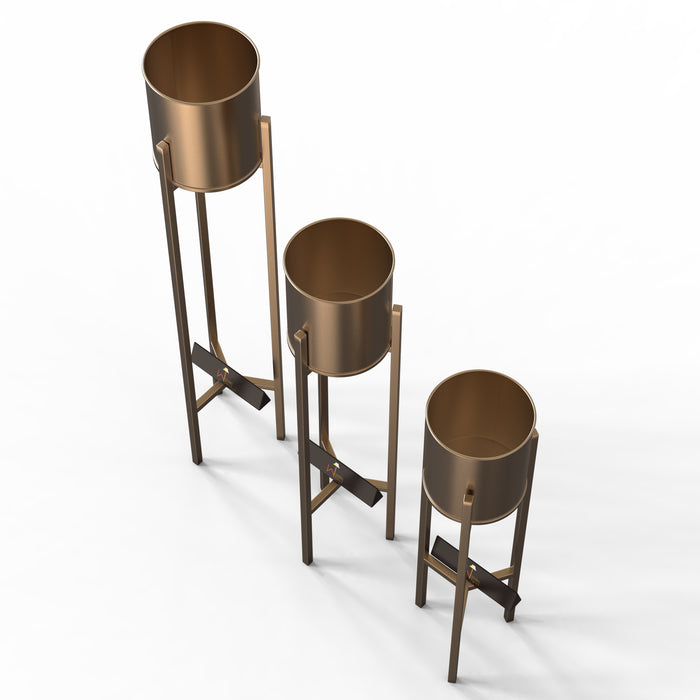 Metal Plant Stand Rack for Indoor & Outdoor (Golden, Set Of 3)