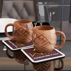 Wooden Handmade Carved Cup For Coffee, Tea (Set of 2) - Wooden Twist UAE