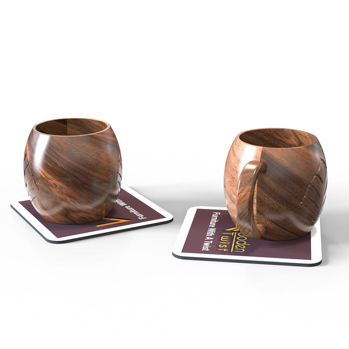 Wooden Handmade Carved Cup For Coffee, Tea (Set of 2) - Wooden Twist UAE