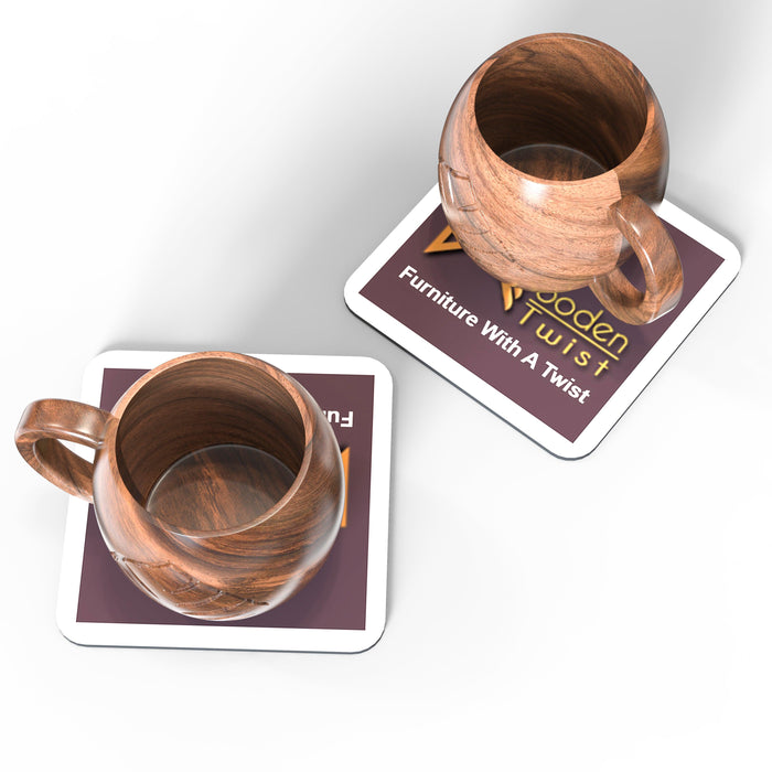 Wooden Handmade Carved Cup For Coffee, Tea (Set of 2)