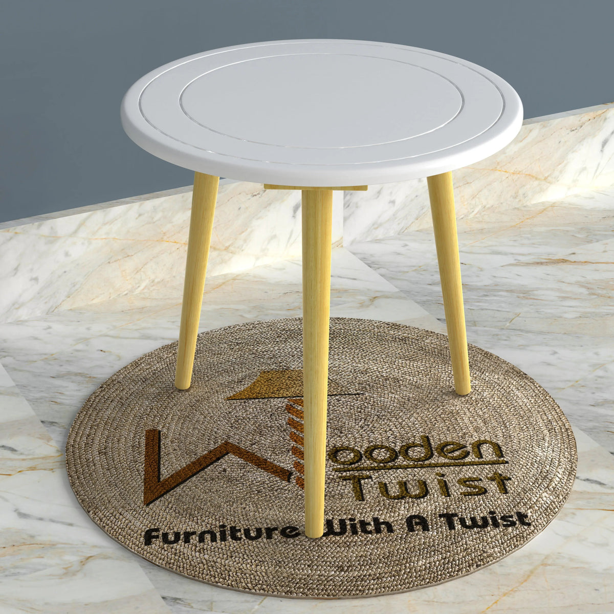 Wooden Twist Small Foldable Solid Wood Round End Table - Wooden Twist UAE