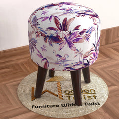 Wooden Twist Puffy Ottoman Stool For Living Room Pack Of 1 - Wooden Twist UAE