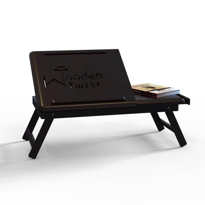 Flexi Wooden Laptop Table With Tablet & Mobile Holder (Brown) - Wooden Twist UAE