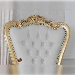 Luxurious High Back throne Gold Leaf & Buttons Chair - Wooden Twist UAE