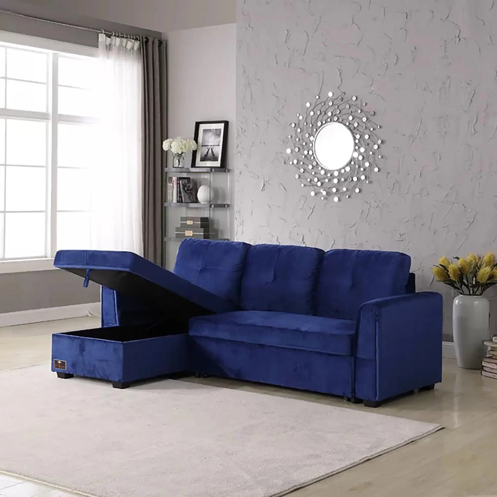 Madera 5 Seater L-Shape Sofa Cum Bed with Comfort Cushion - Wooden Twist UAE