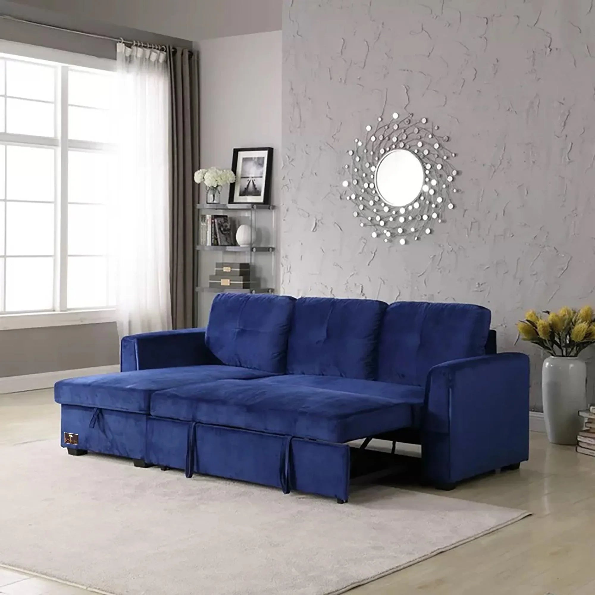 Madera 5 Seater L-Shape Sofa Cum Bed with Comfort Cushion - Wooden Twist UAE