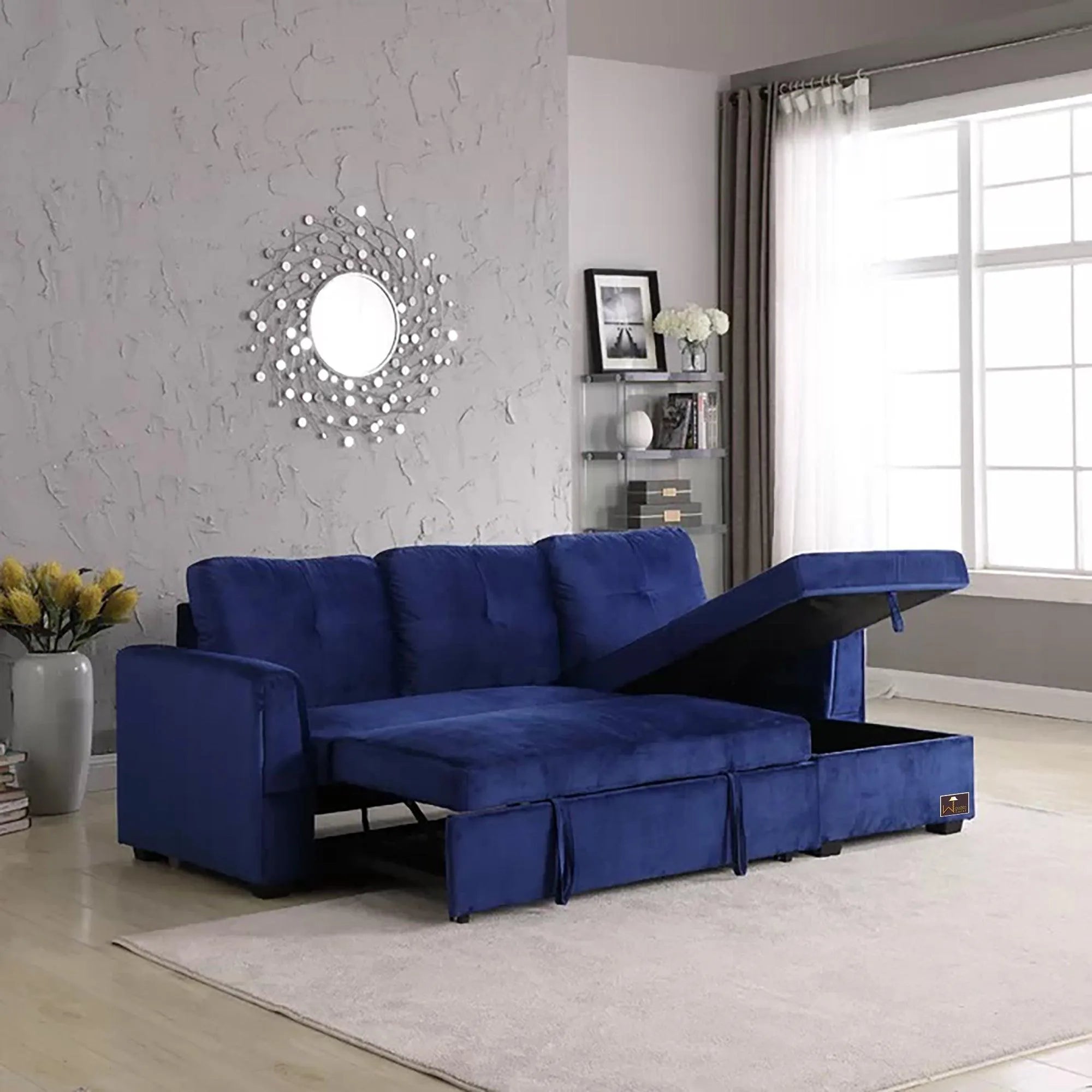 Madera 5 Seater L-Shape Sofa Cum Bed with Comfort Cushion - Wooden Twist UAE