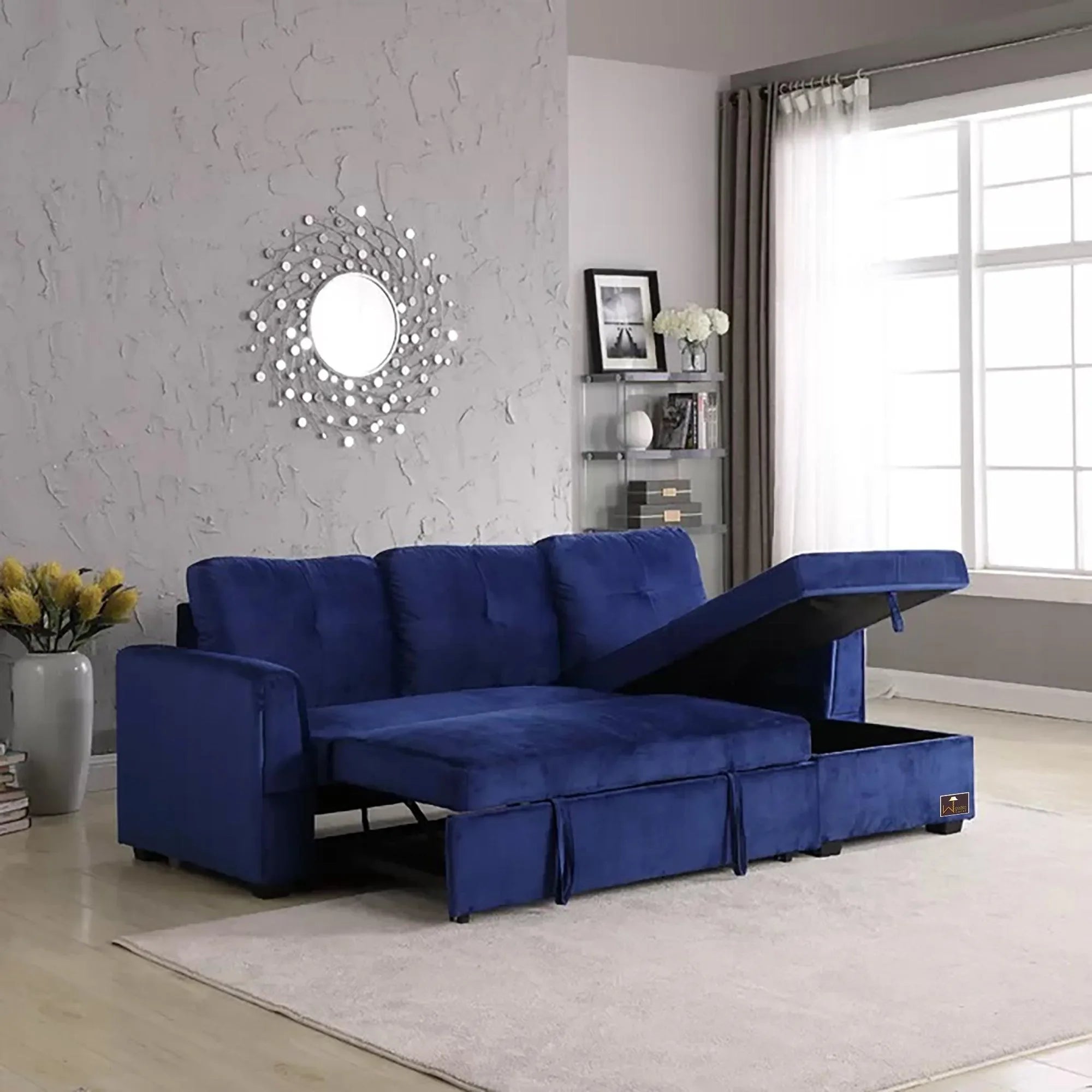 Madera 5 Seater L-Shape Sofa Cum Bed with Comfort Cushion - Wooden Twist UAE