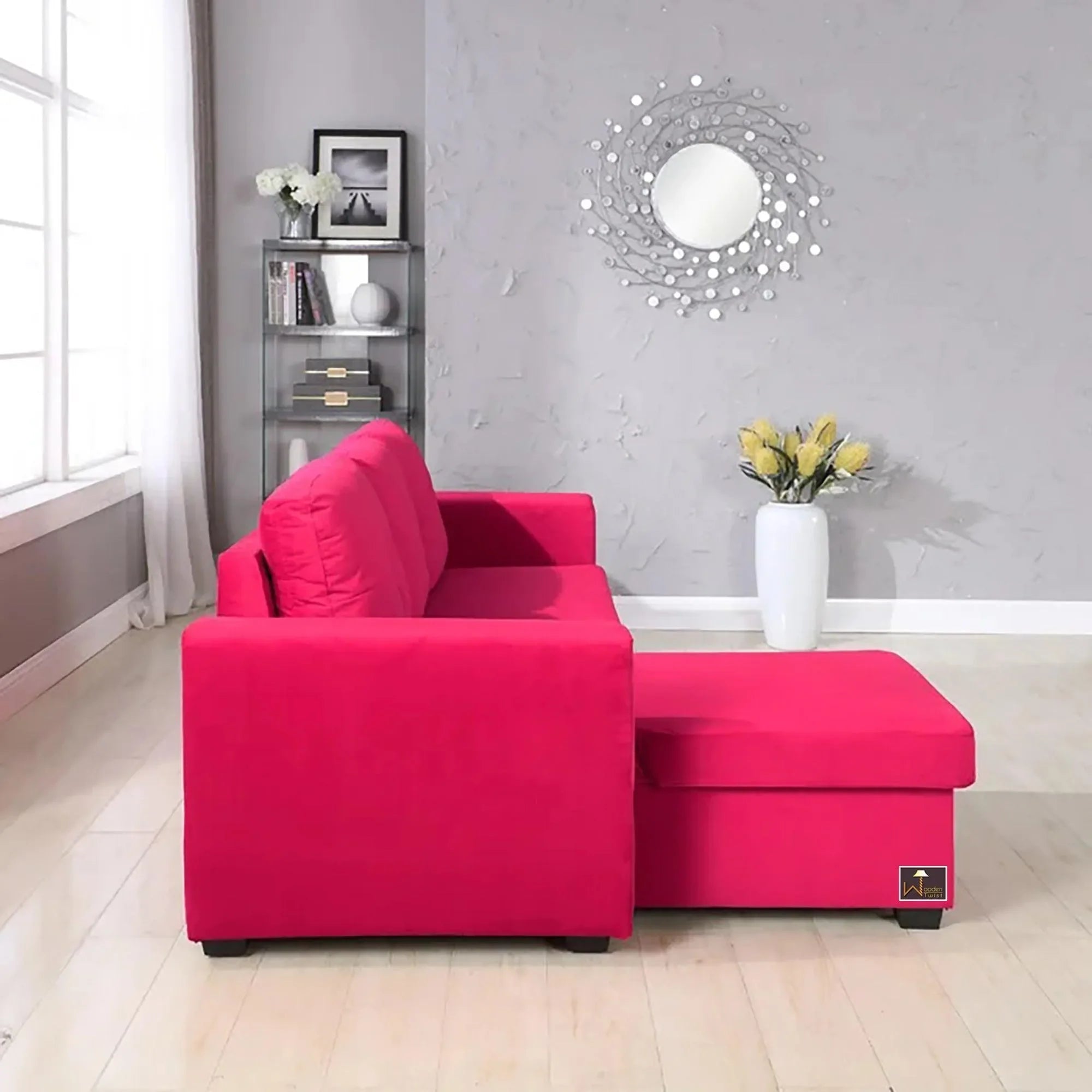 Madera 5 Seater L-Shape Sofa Cum Bed with Comfort Cushion - Wooden Twist UAE