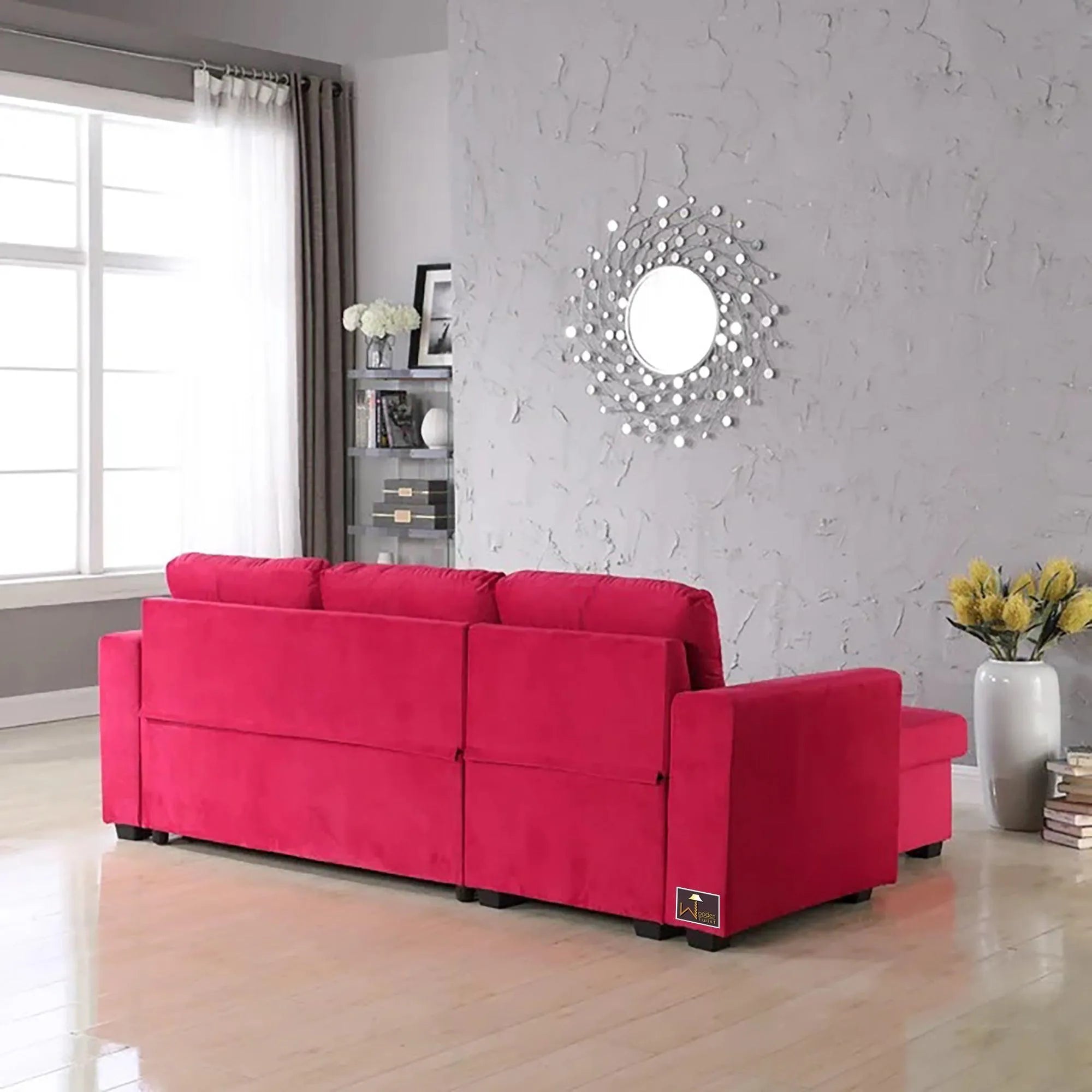 Madera 5 Seater L-Shape Sofa Cum Bed with Comfort Cushion - Wooden Twist UAE