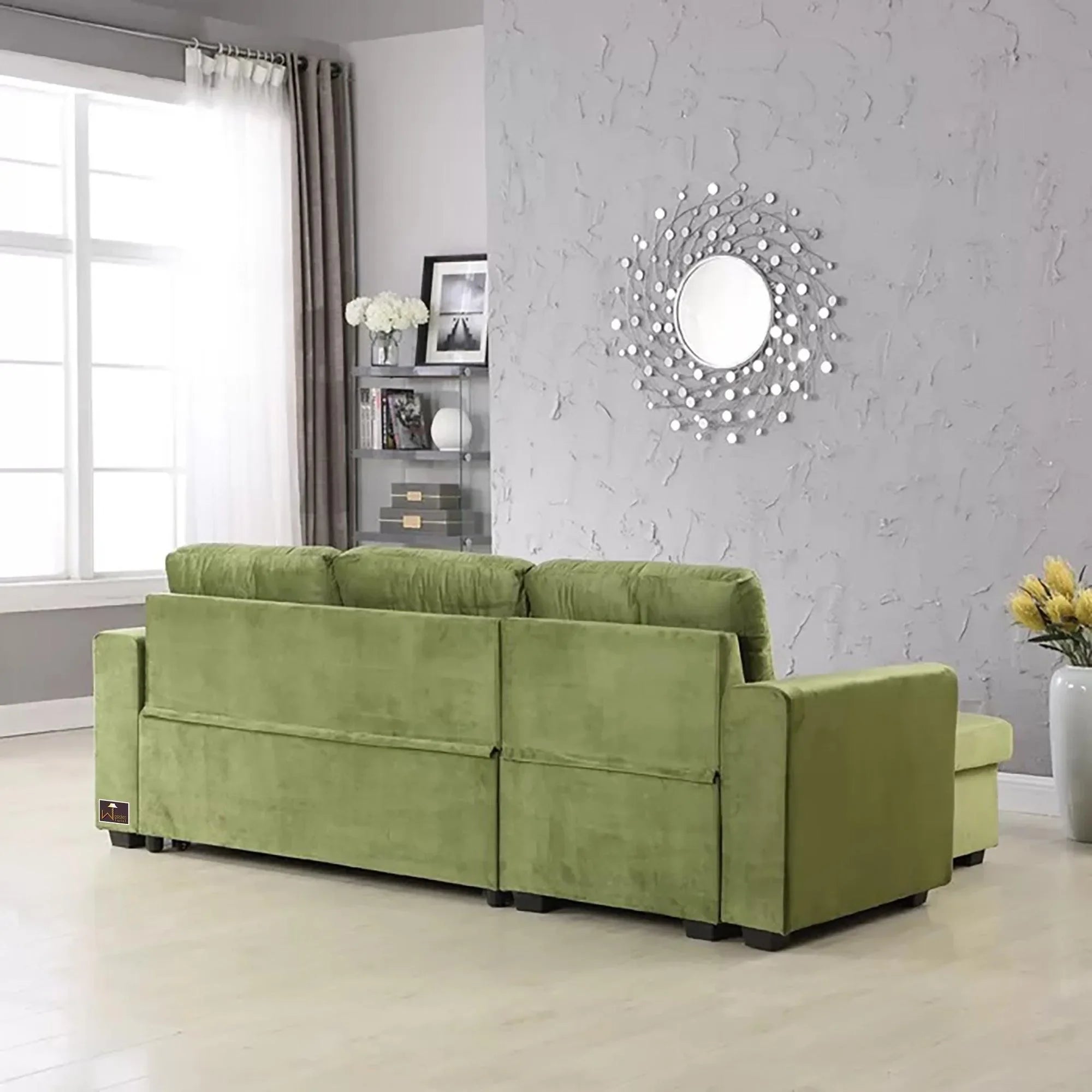 Madera 5 Seater L-Shape Sofa Cum Bed with Comfort Cushion - Wooden Twist UAE