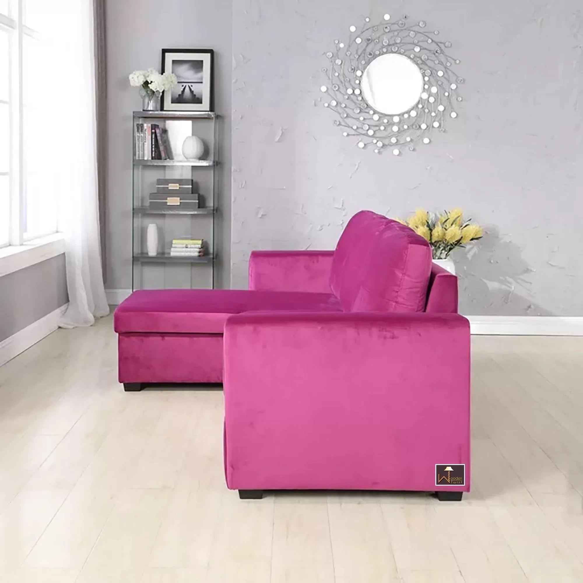Madera 5 Seater L-Shape Sofa Cum Bed with Comfort Cushion - Wooden Twist UAE