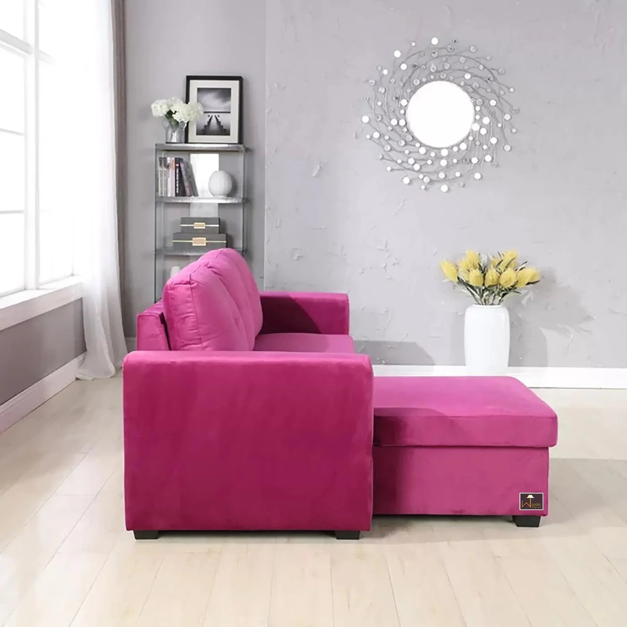 Madera 5 Seater L-Shape Sofa Cum Bed with Comfort Cushion - Wooden Twist UAE