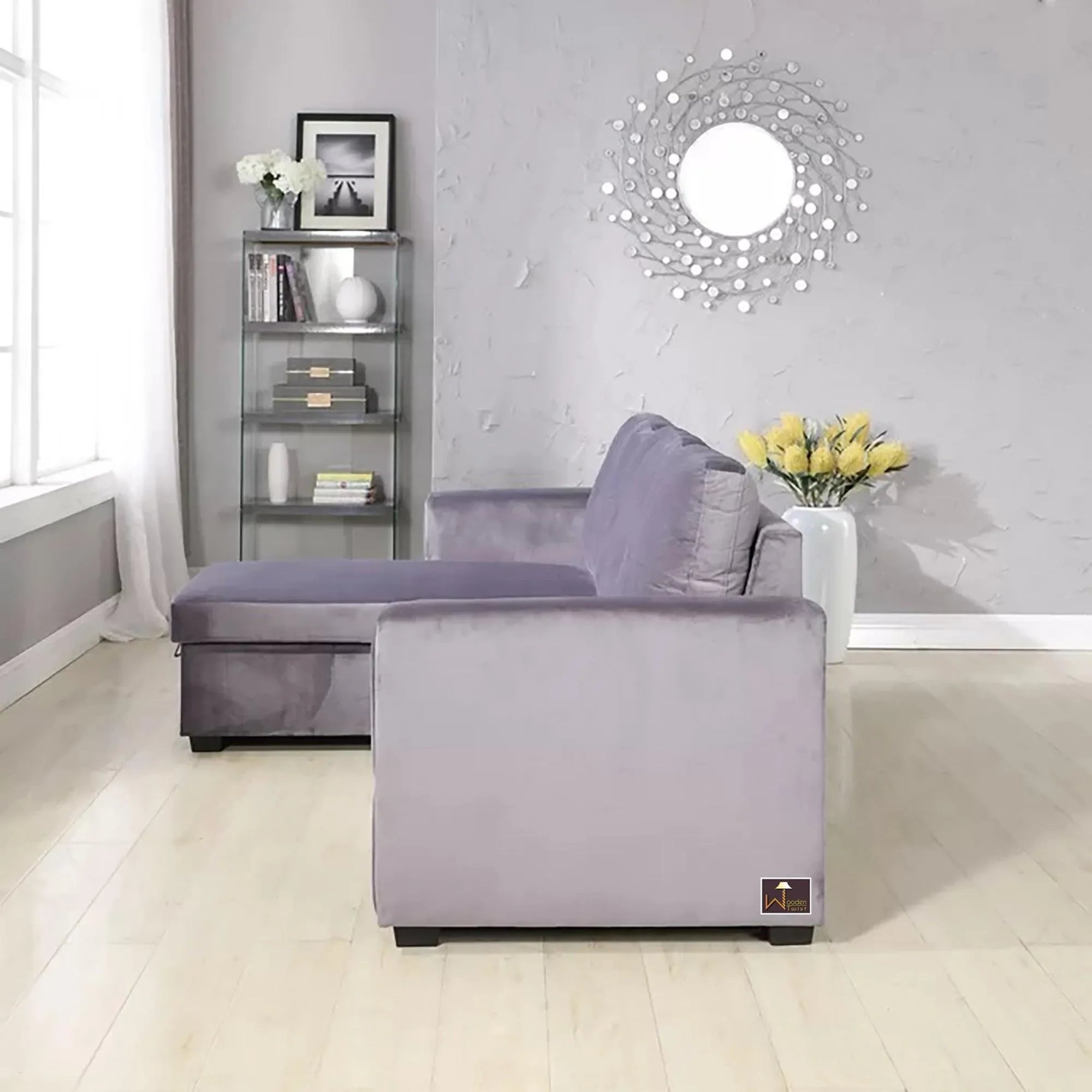 Madera 5 Seater L-Shape Sofa Cum Bed with Comfort Cushion - Wooden Twist UAE