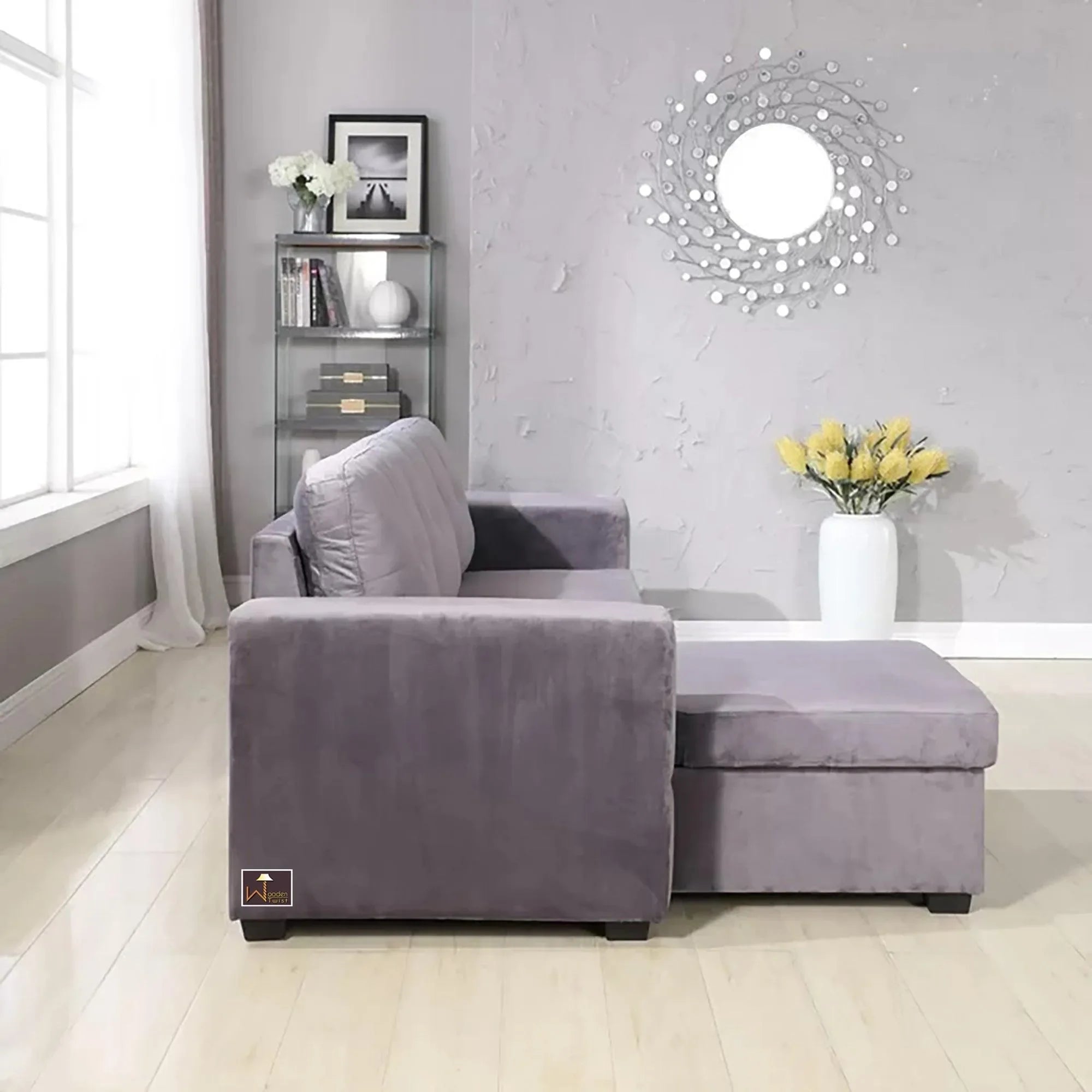 Madera 5 Seater L-Shape Sofa Cum Bed with Comfort Cushion - Wooden Twist UAE